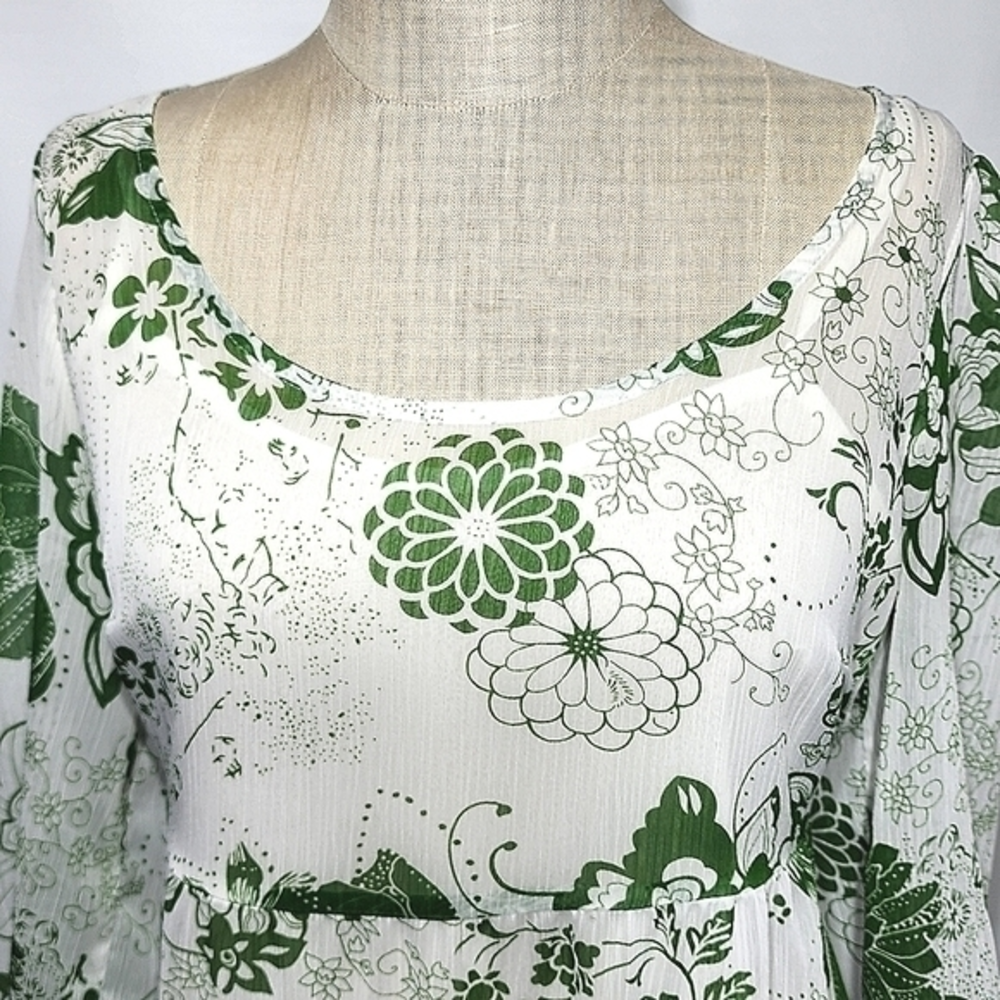 Anthropologie Fei Women's‎ Lightweight Green Floral Dress Size Medium